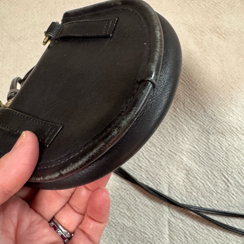 Vintage Coach Black Leather Crossbody mini Belt Bag - Picture 7 of 10